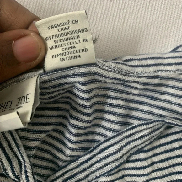 Rachel zoe linen button tie shirt striped in Women size large - Picture 4 of 7